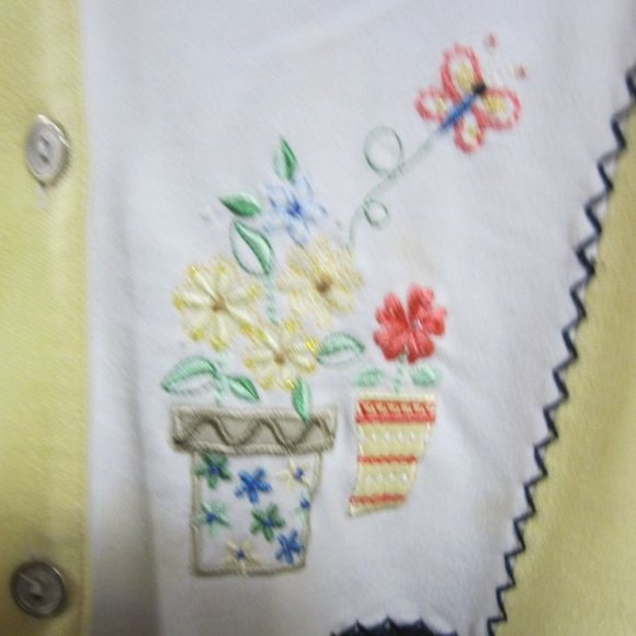 VTG ALFRED DUNNER SWEATSHIRT MATERIAL JACKET W/GARDENING THEME & BLOCKS, 3X - Picture 4 of 9